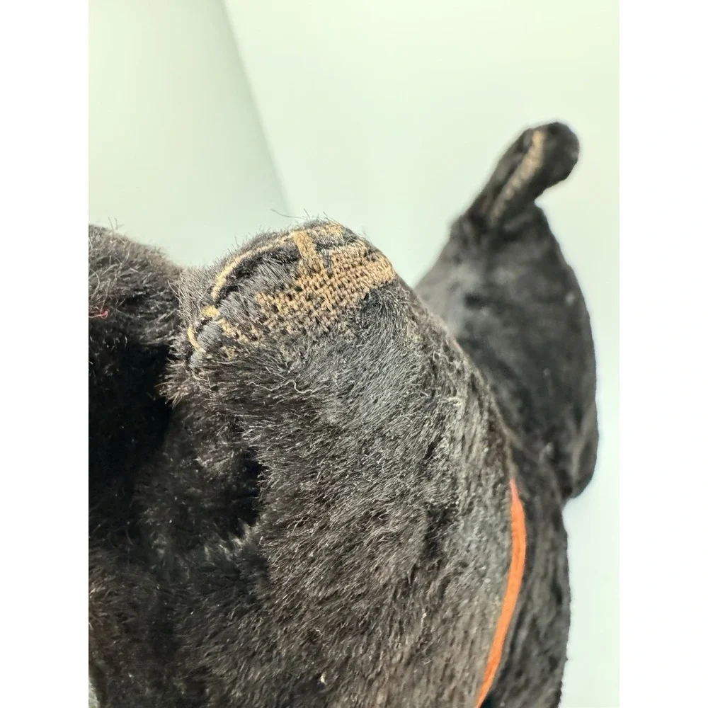 Antique Mohair Scottish Terrier Plush Black Scottie Dog Glass Eyes Vintage 10in